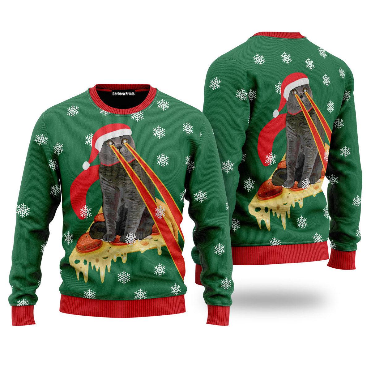 Drax Pizza Cat With Laser Eyes Ugly Christmas Sweater, The Guardians o